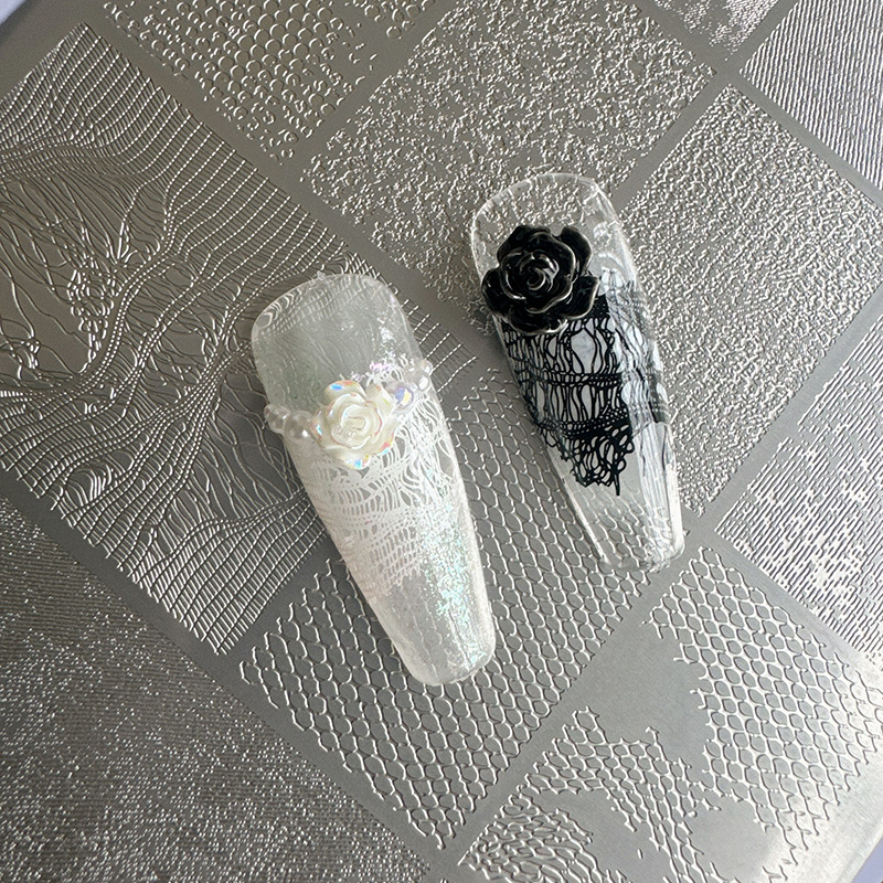Nail Art Denim - XMQ แผ่นปั๊มเล็บการออกแบบลูกไม้ภาพเทมเพลทสไตล์ยีนส์