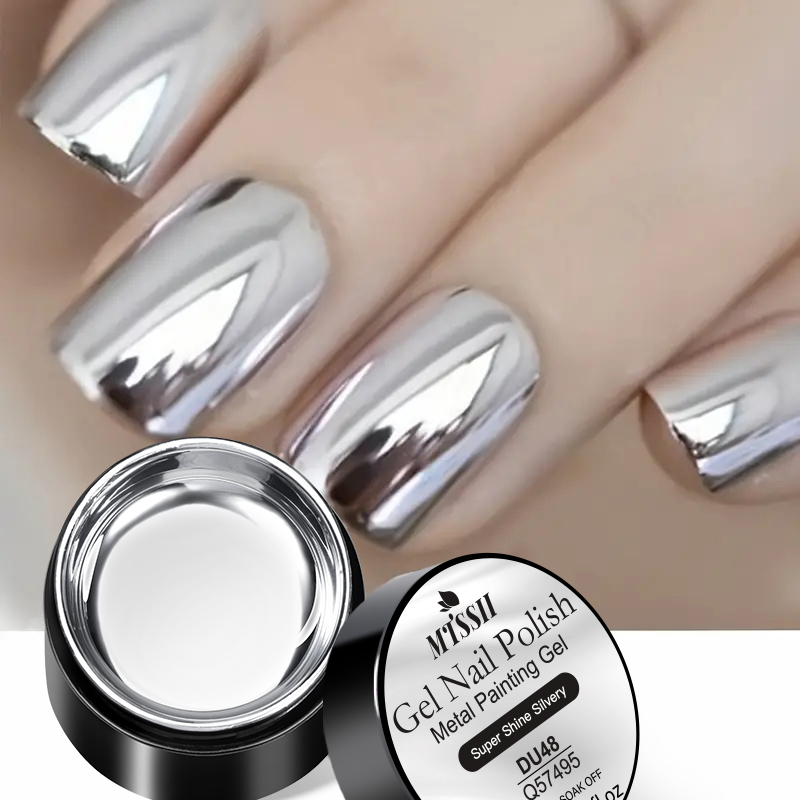 Nail Art Chrome - Mttssii 8ml ซุปเปอร์ ซิลเวอร์ เมทัลลิก เพ้นท์ติ้ง