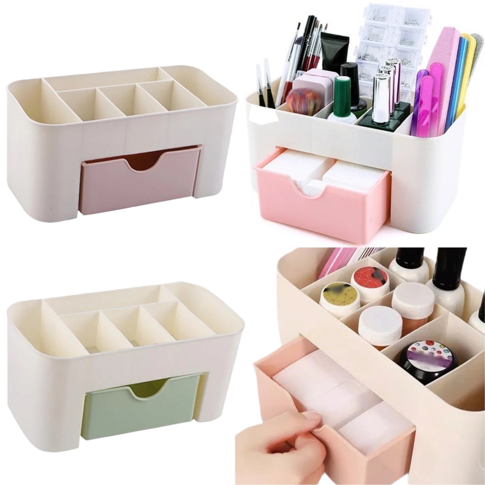 Nail Art Sch - Nail Art Organizer เดสก์ท็อปลิ้นชักกล่องเก็บเครื่องสําอางแปรงแต่งหน้ากล่องเครื่องประดับลิปสติกหน้ากากช่อง