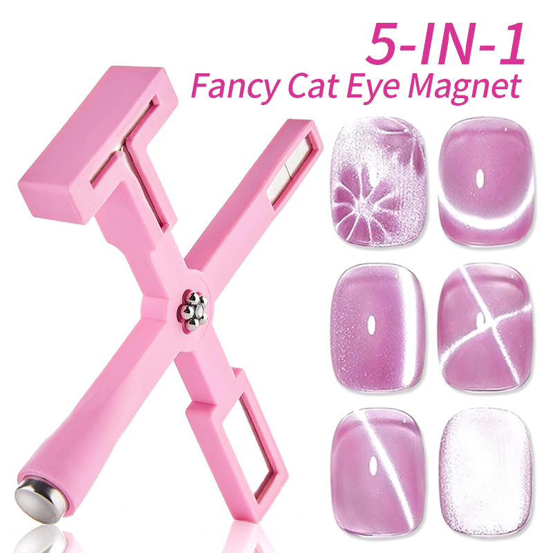 Nail Art Maroon - แม่เหล็กทำเล็บ 5 in 1 ลายตาแมว แสงด้านข้าง