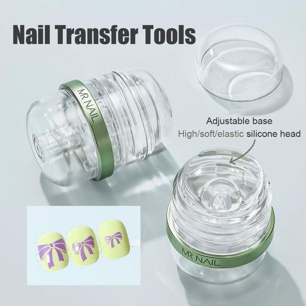 Nail Art Jelly - ที่ปั๊มลายเล็บซิลิโคนแบบเจลลี่, เครื่องมือปั๊มลายเล็บแบบ 2-in-1 ที่ถอดประกอบได้