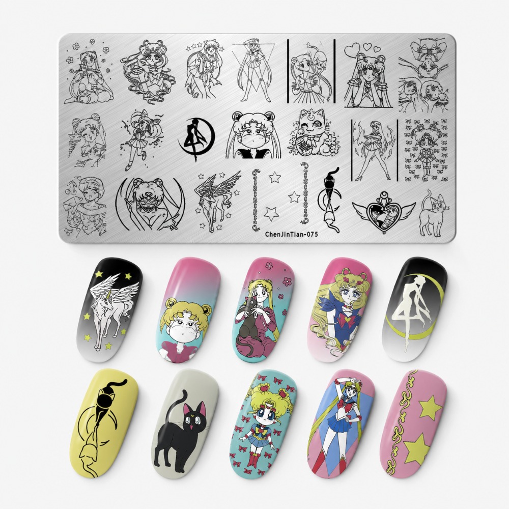 แผ่นปั๊มลายเล็บอนิเมะเซเลอร์มู - Nail Art Maroon บทวิจารณ์และราคา