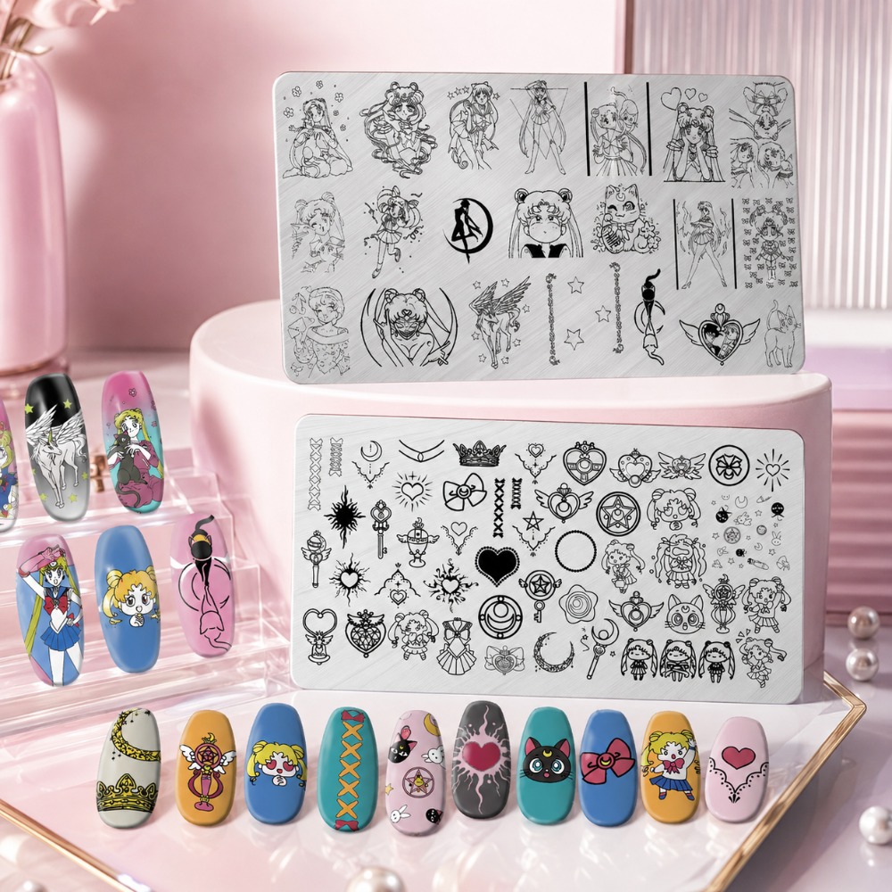 แผ่นปั๊มลายเล็บอนิเมะเซเลอร์มู - Nail Art Maroon บทวิจารณ์และราคา