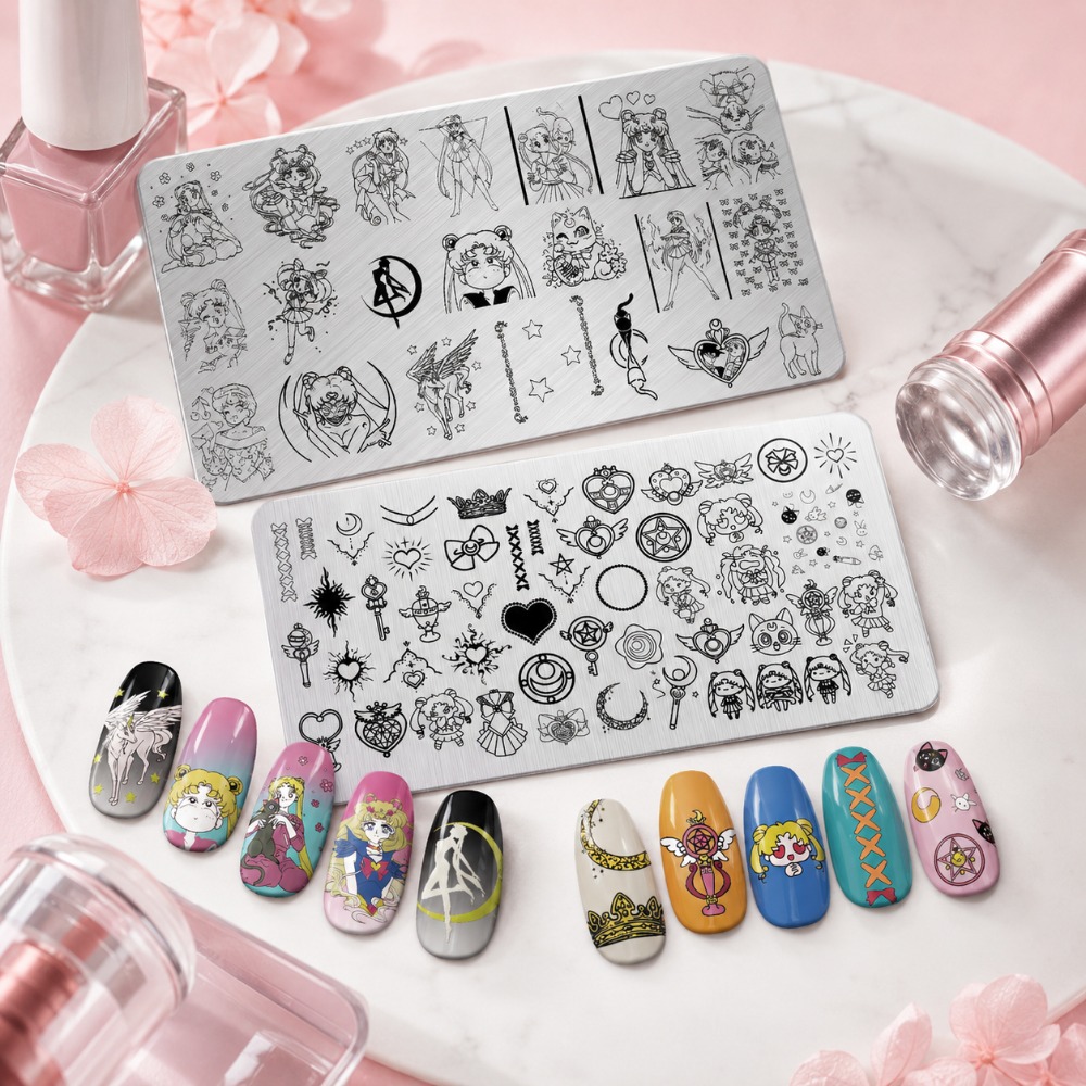 แผ่นปั๊มลายเล็บอนิเมะเซเลอร์มู - Nail Art Maroon บทวิจารณ์และราคา