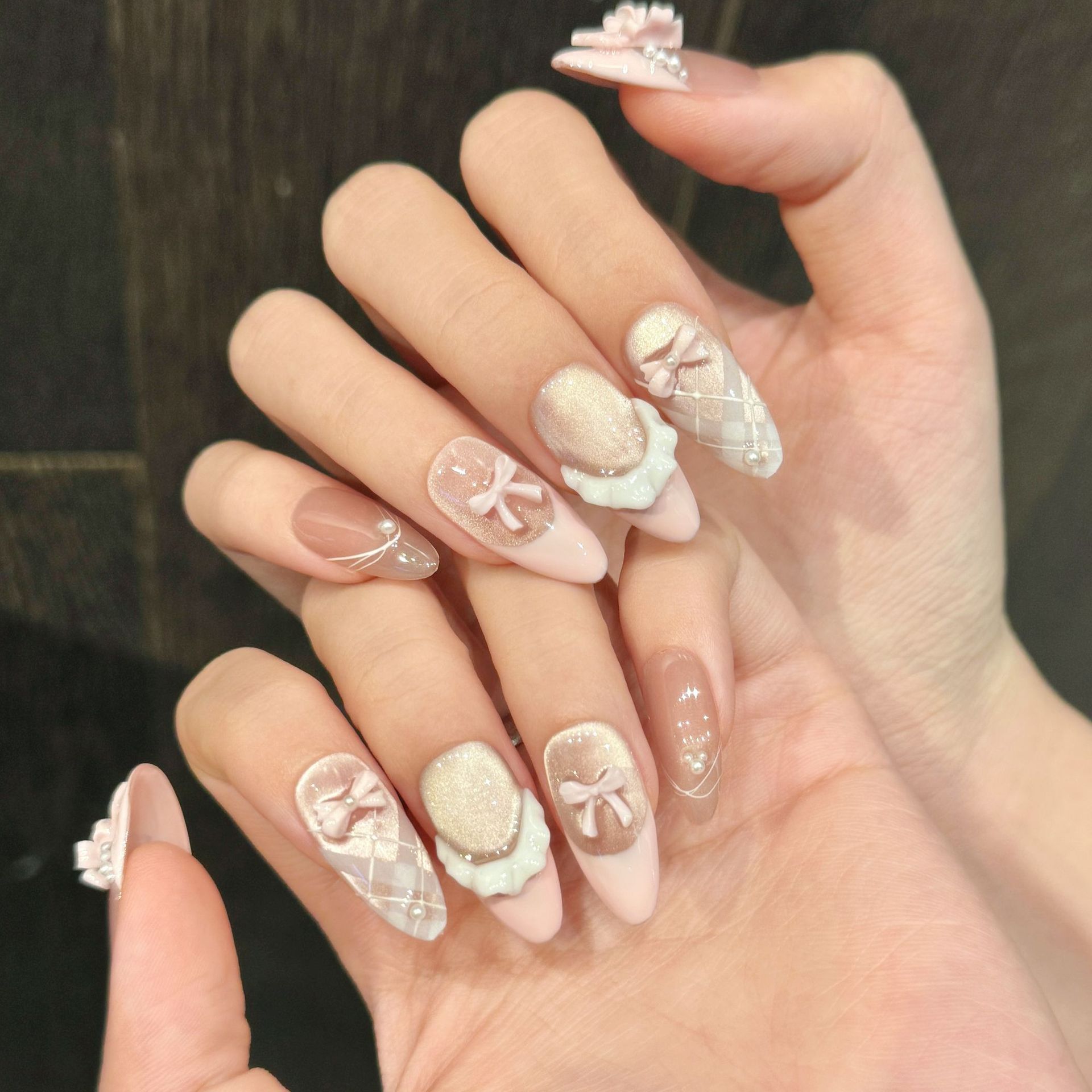 10pcs Handmade กดบนเล็บภาษาฝรั - Nail Art Cat Eye บทวิจารณ์และราคา