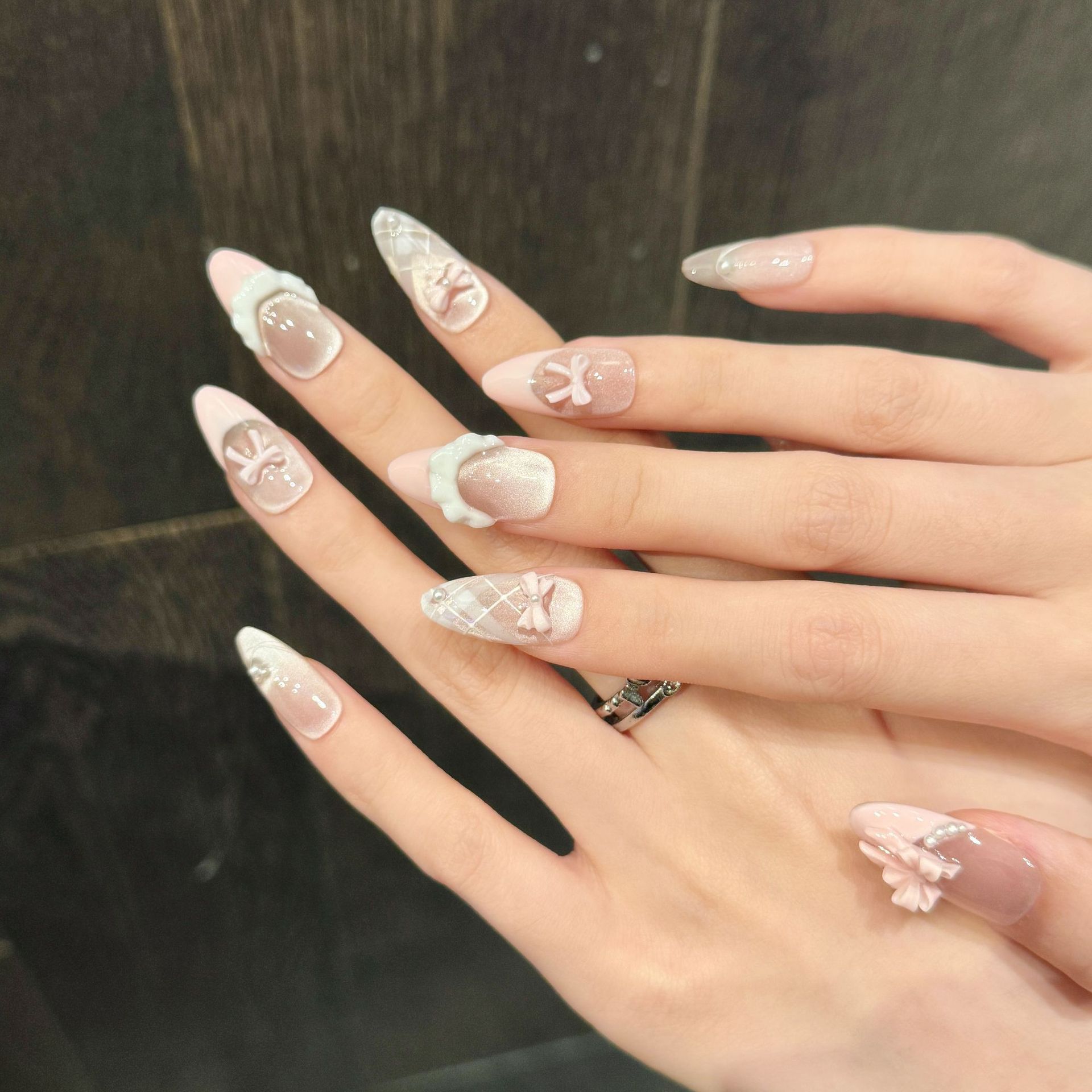 10pcs Handmade กดบนเล็บภาษาฝรั - Nail Art Cat Eye บทวิจารณ์และราคา
