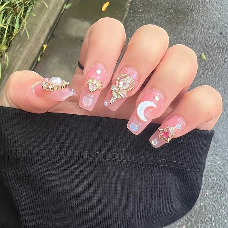 24 ชิ้น/กล่องหรูหราสีชมพูยาวโล - Nail Art Maroon บทวิจารณ์และราคา
