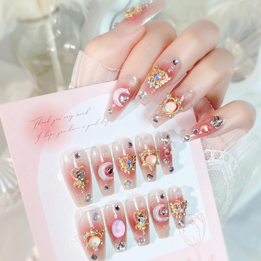 24 ชิ้น/กล่องหรูหราสีชมพูยาวโล - Nail Art Maroon บทวิจารณ์และราคา