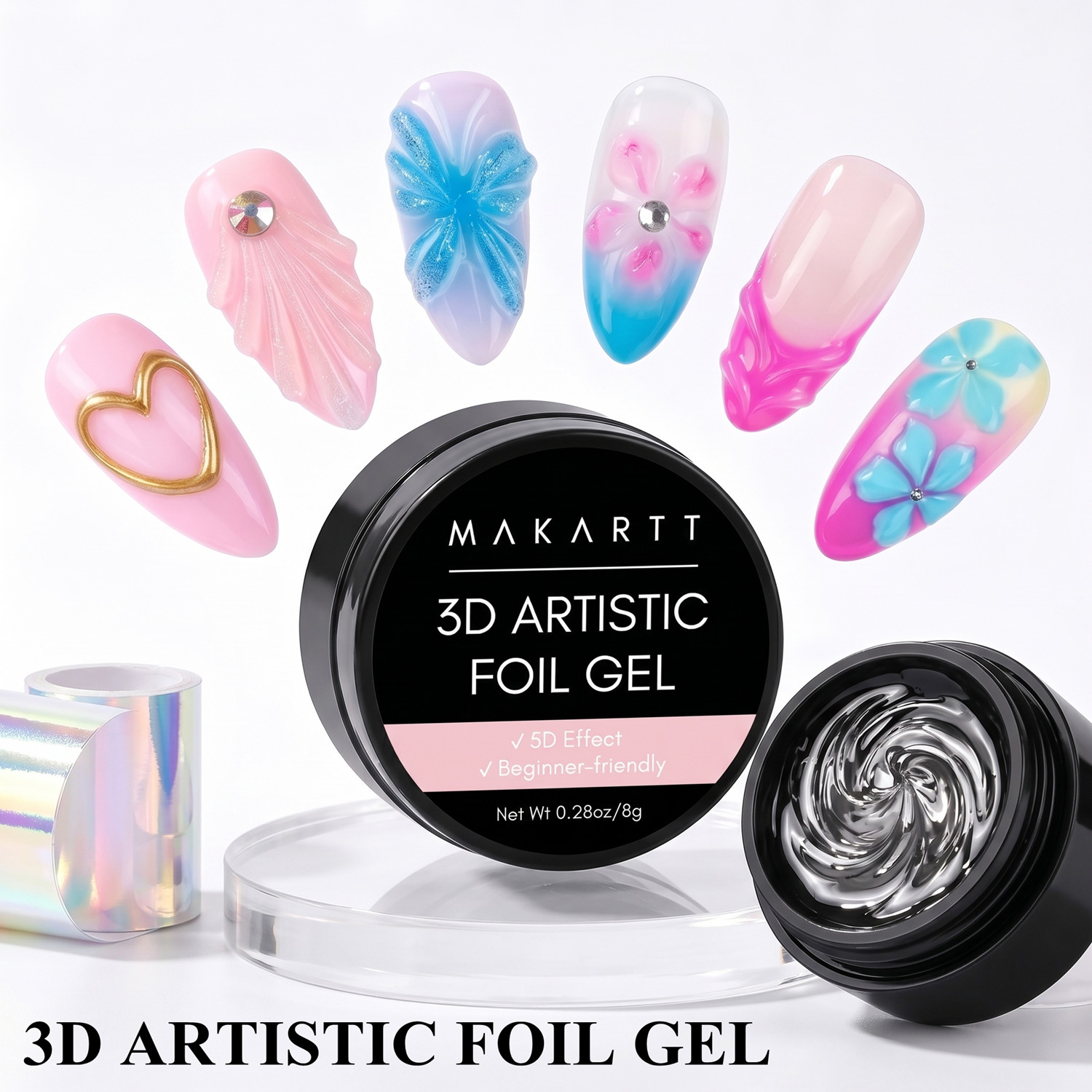 มาการ์ท 3D เจลทาเล็บ 8 มล. กาว - Nail Art Chrome บทวิจารณ์และราคา