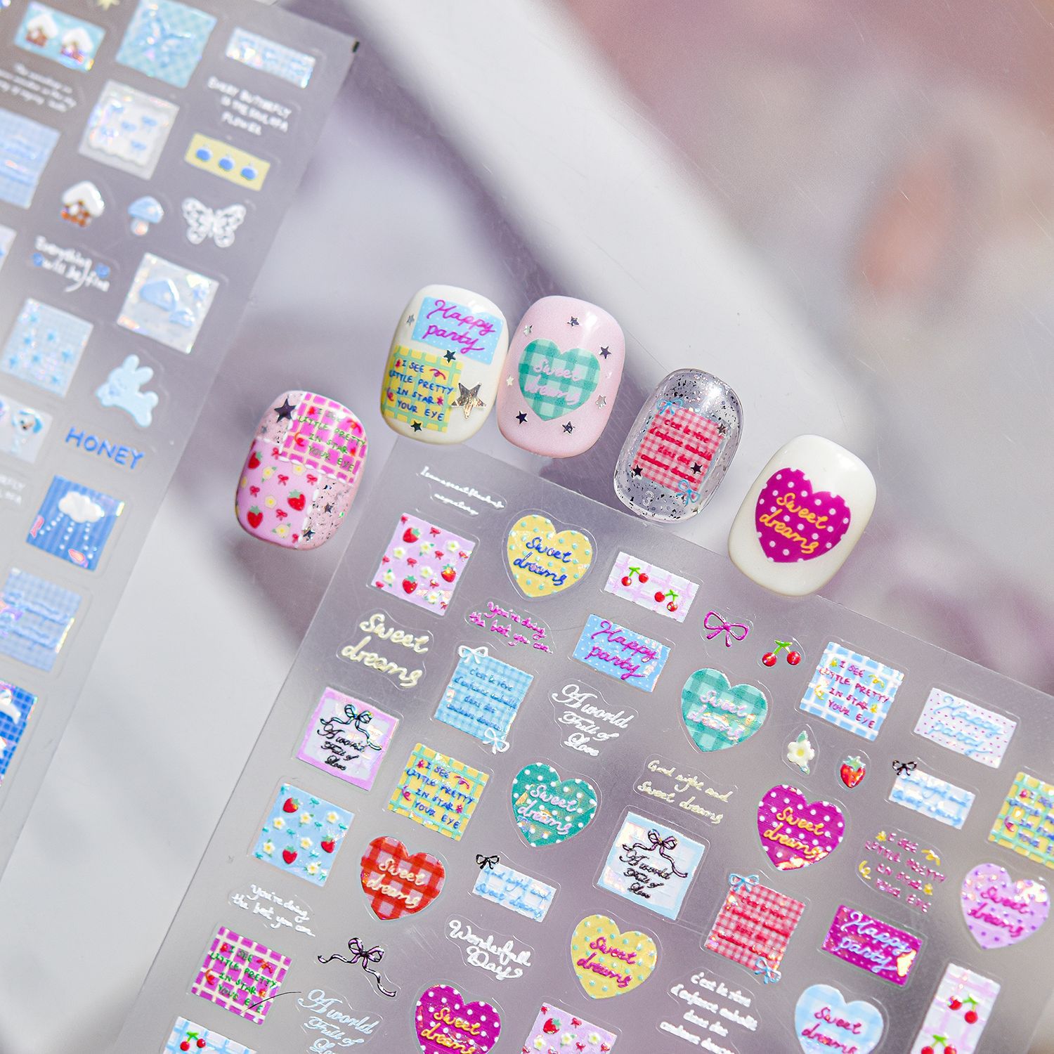 สติกเกอร์ติดเล็บลายเปลือกหอย น - Nail Art Valentines Day บทวิจารณ์และราคา