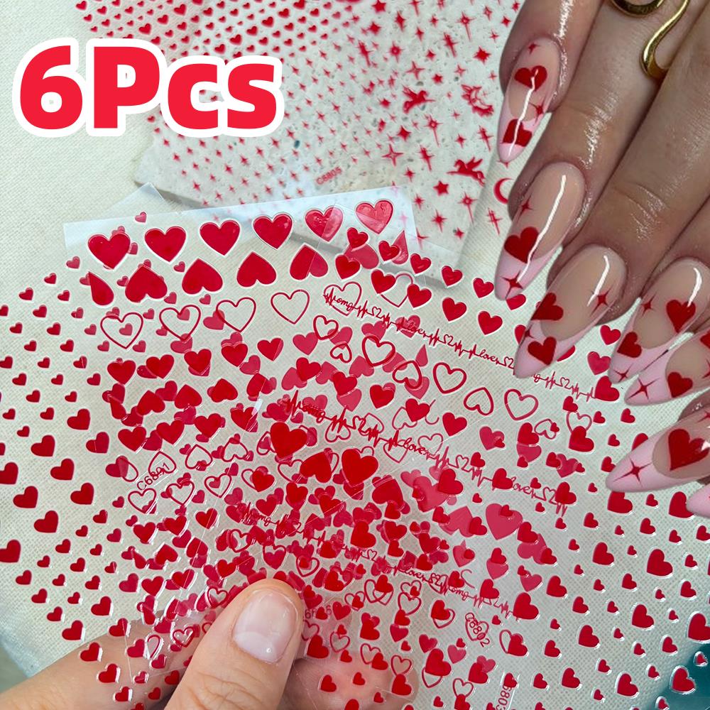 สติกเกอร์ติดเล็บลายหัวใจสีแดง  - Nail Art Valentines Day บทวิจารณ์และราคา