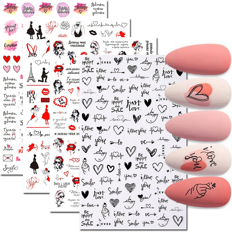 Nail Art Decals Love Hearts ตั - Nail Art Valentines Day บทวิจารณ์และราคา