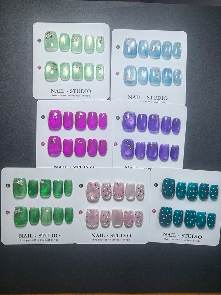 เล็บปลอมแบบกดติดลายตาแมว 10 ชิ - Nail Art Cat Eye บทวิจารณ์และราคา
