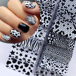 ฟอยล์ถ่ายโอนลายเล็บ 10 ชิ้น ลา - Nail Art Zebra Design บทวิจารณ์และราคา