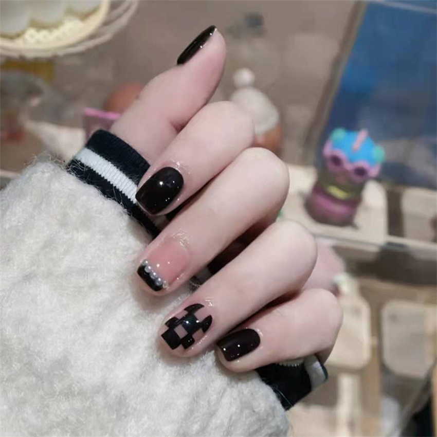 24PCS อะคริลิคสั้น Golden Hear - Nail Art Maroon บทวิจารณ์และราคา