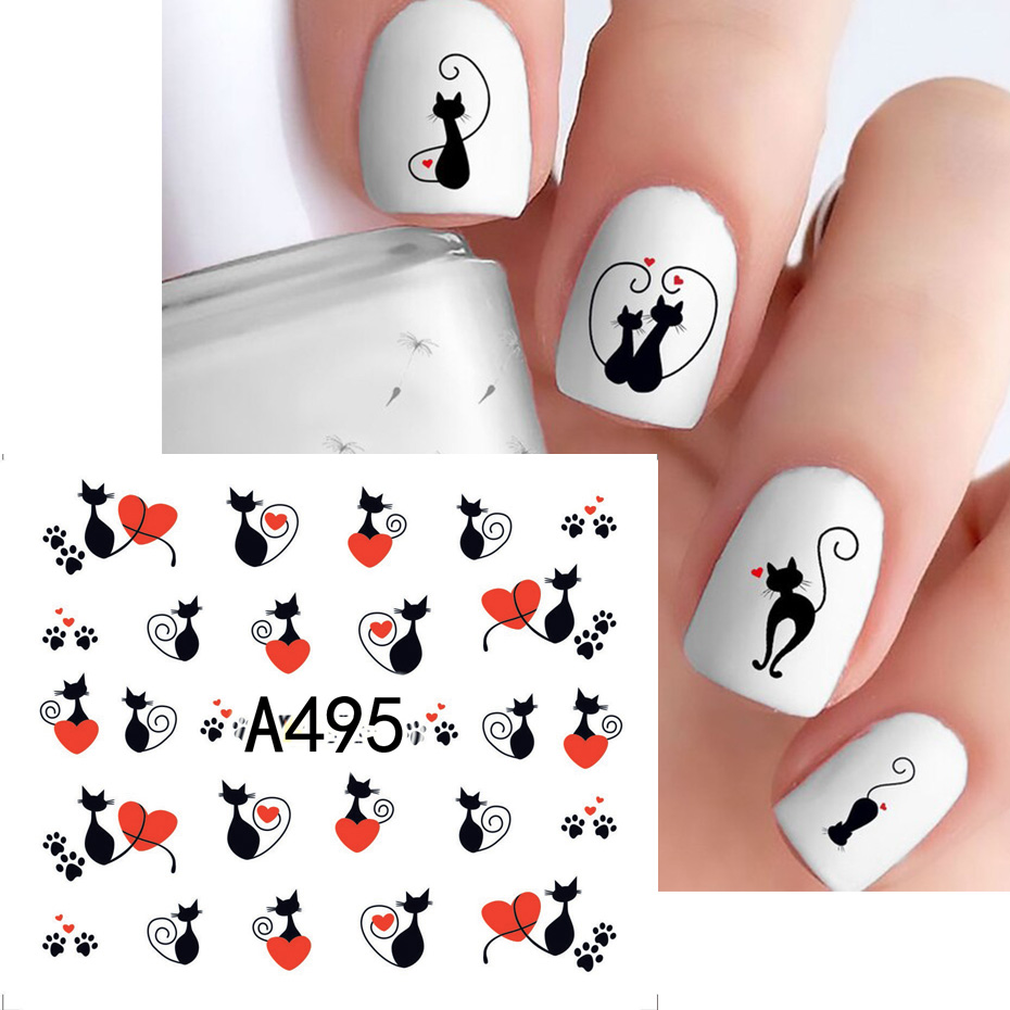 12pcs Black Cat สติกเกอร์เล็บ  - Nail Art Valentines Day บทวิจารณ์และราคา