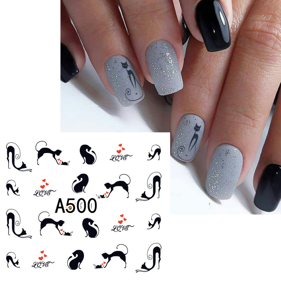 12pcs Black Cat สติกเกอร์เล็บ  - Nail Art Valentines Day บทวิจารณ์และราคา