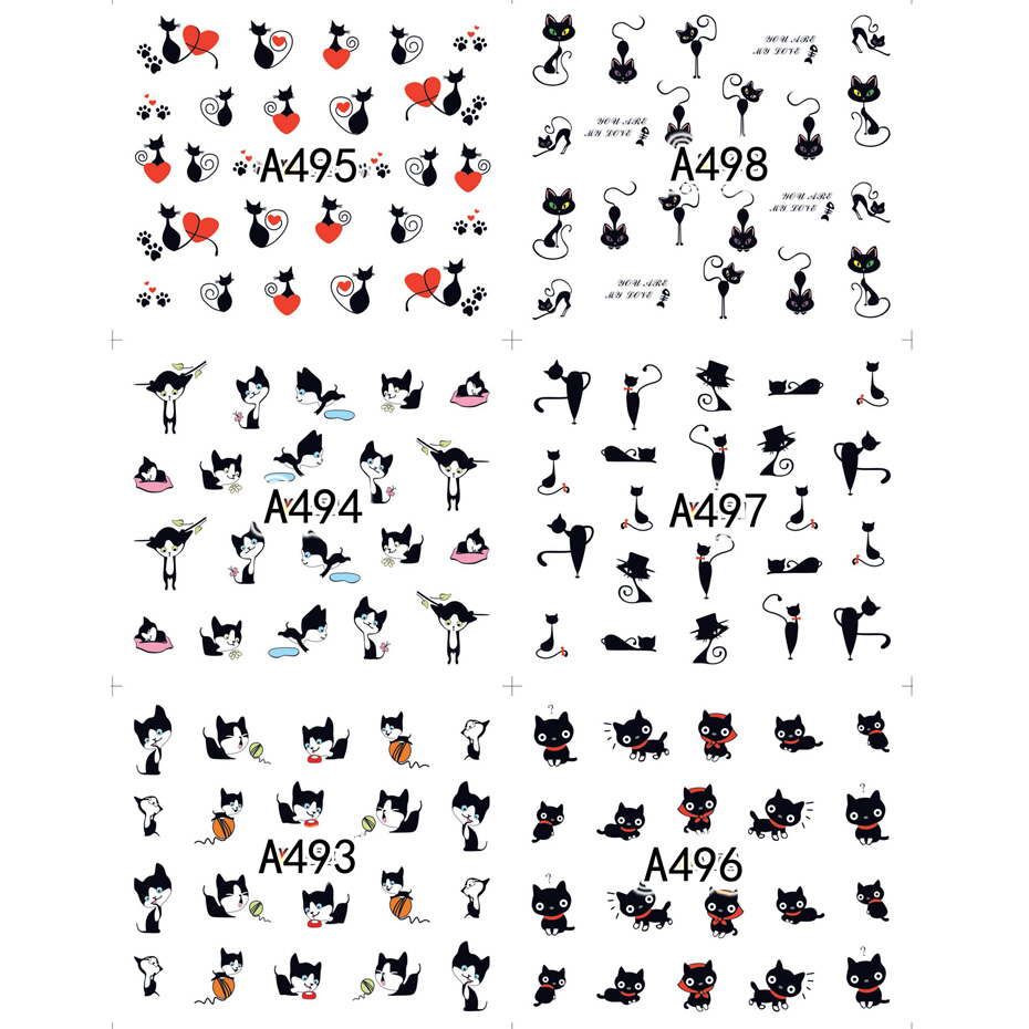 12pcs Black Cat สติกเกอร์เล็บ  - Nail Art Valentines Day บทวิจารณ์และราคา