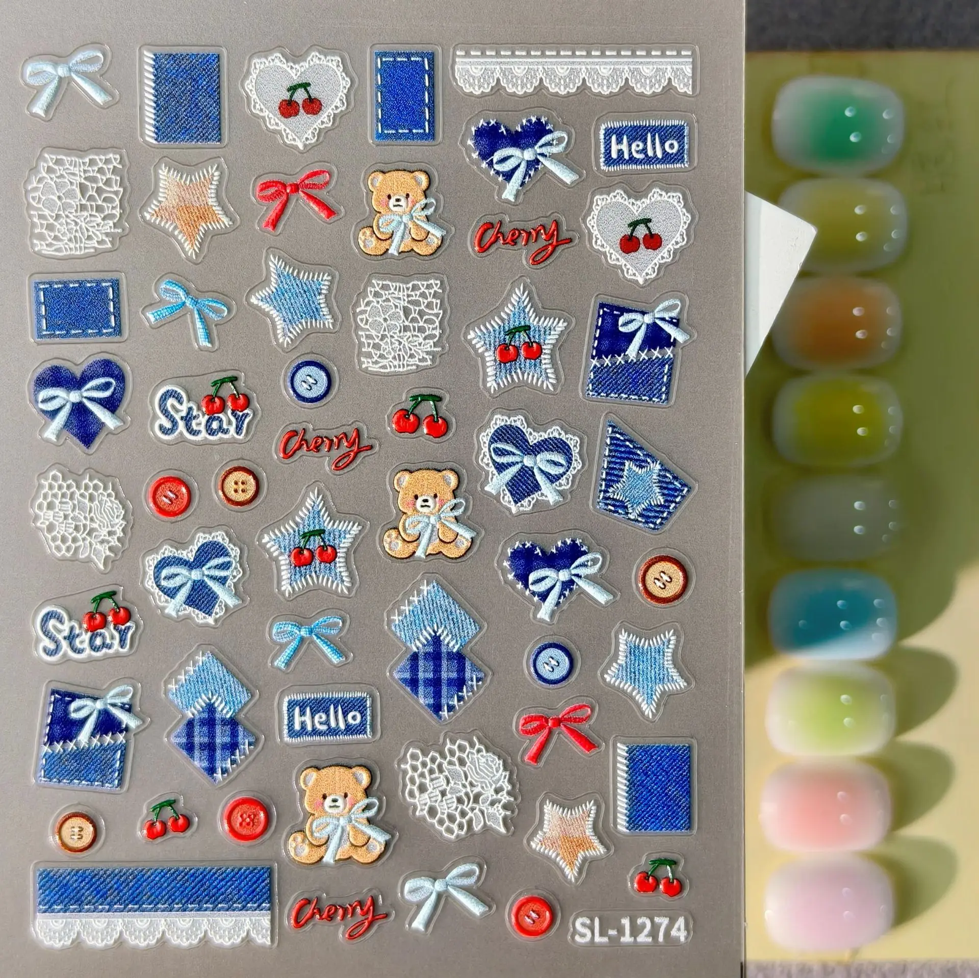 1 ชุด สติ๊กเกอร์แมวลายนูน 5D ส - Nail Art Denim บทวิจารณ์และราคา