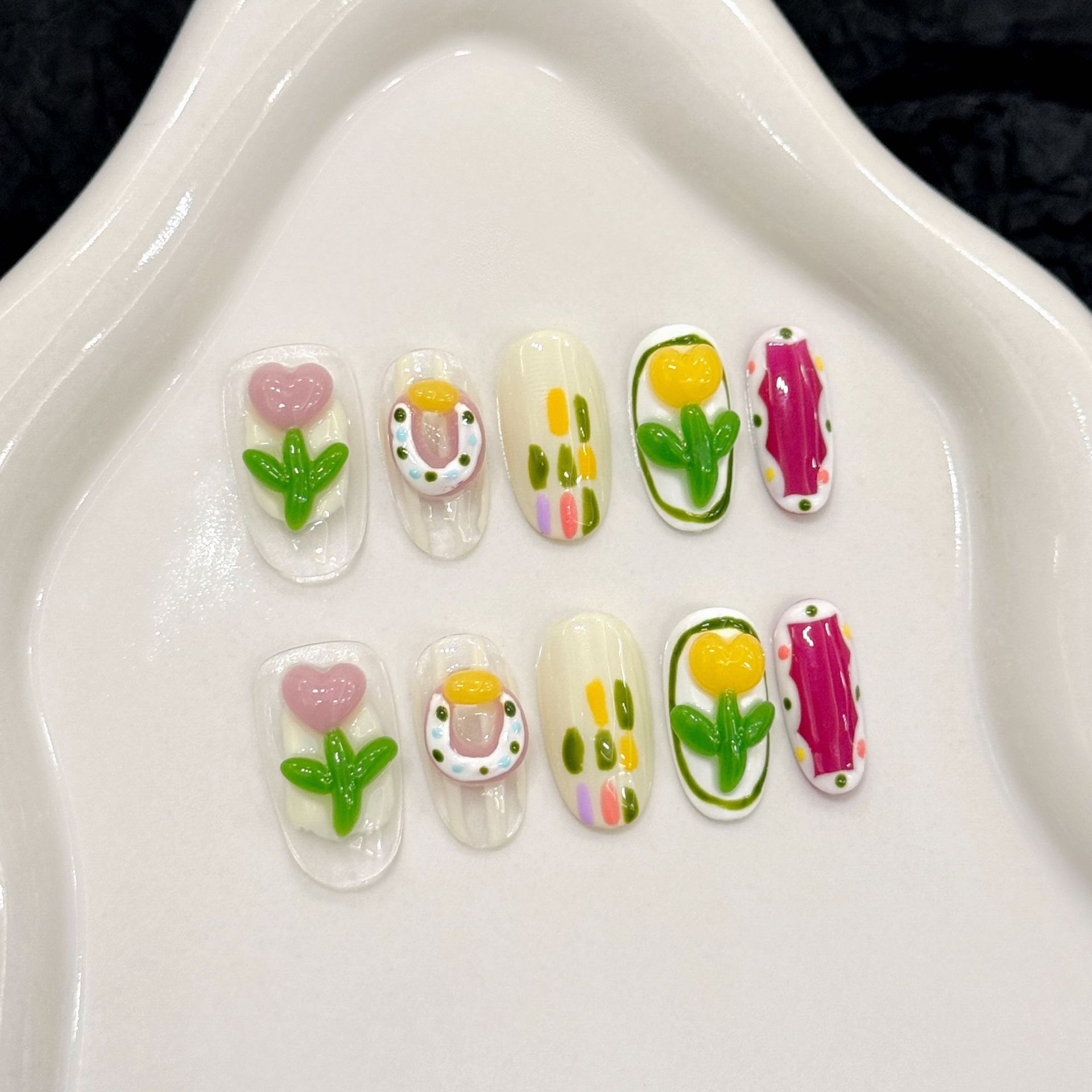 10pcs Handmade กดบนเล็บ 3D สตร - Nail Art Cat Eye บทวิจารณ์และราคา