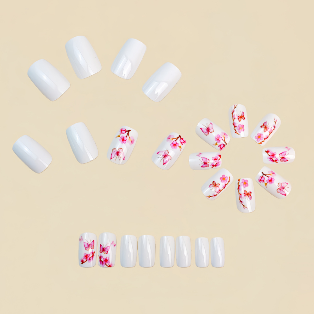เล็บปลอมขนาดกลางสำหรับผู้หญิงแ - Press On Nail Set บทวิจารณ์และราคา