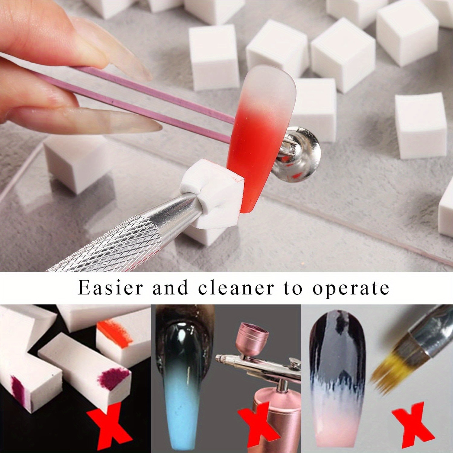 1/50/100Pcs สแควร์เล็บฟองน้ําช - Nail Art Sch บทวิจารณ์และราคา