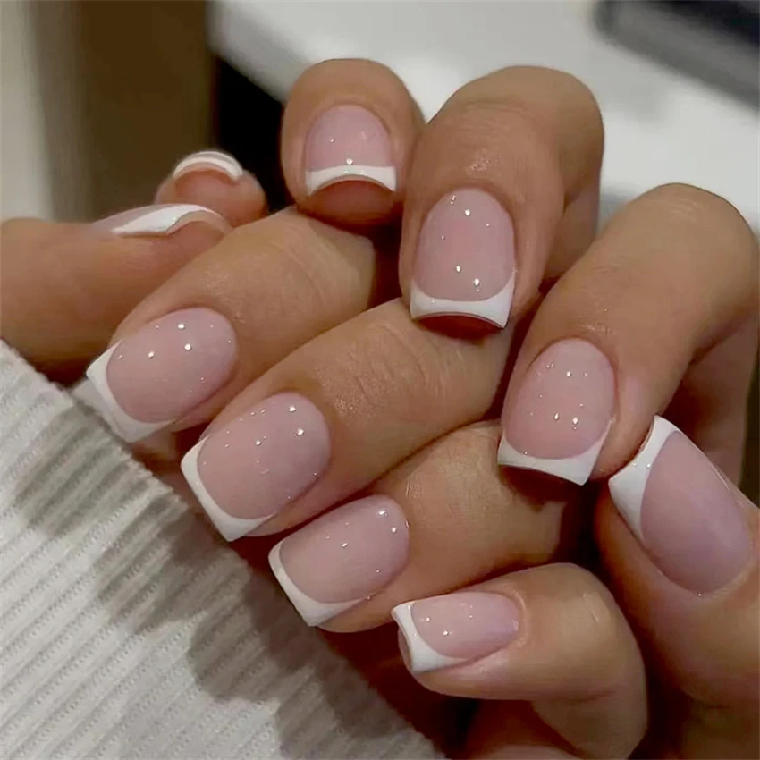 24 ชิ้น/เซ็ตสั้นภาษาฝรั่งเศสคํ - Press On Nail Set บทวิจารณ์และราคา