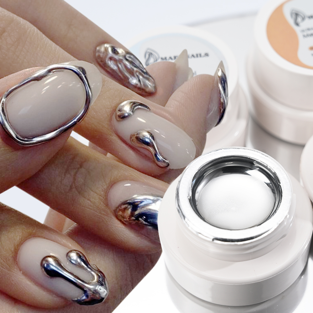 เจลทาเล็บสีเงินทองเมทัลลิก 5 ม - Nail Art Chrome บทวิจารณ์และราคา