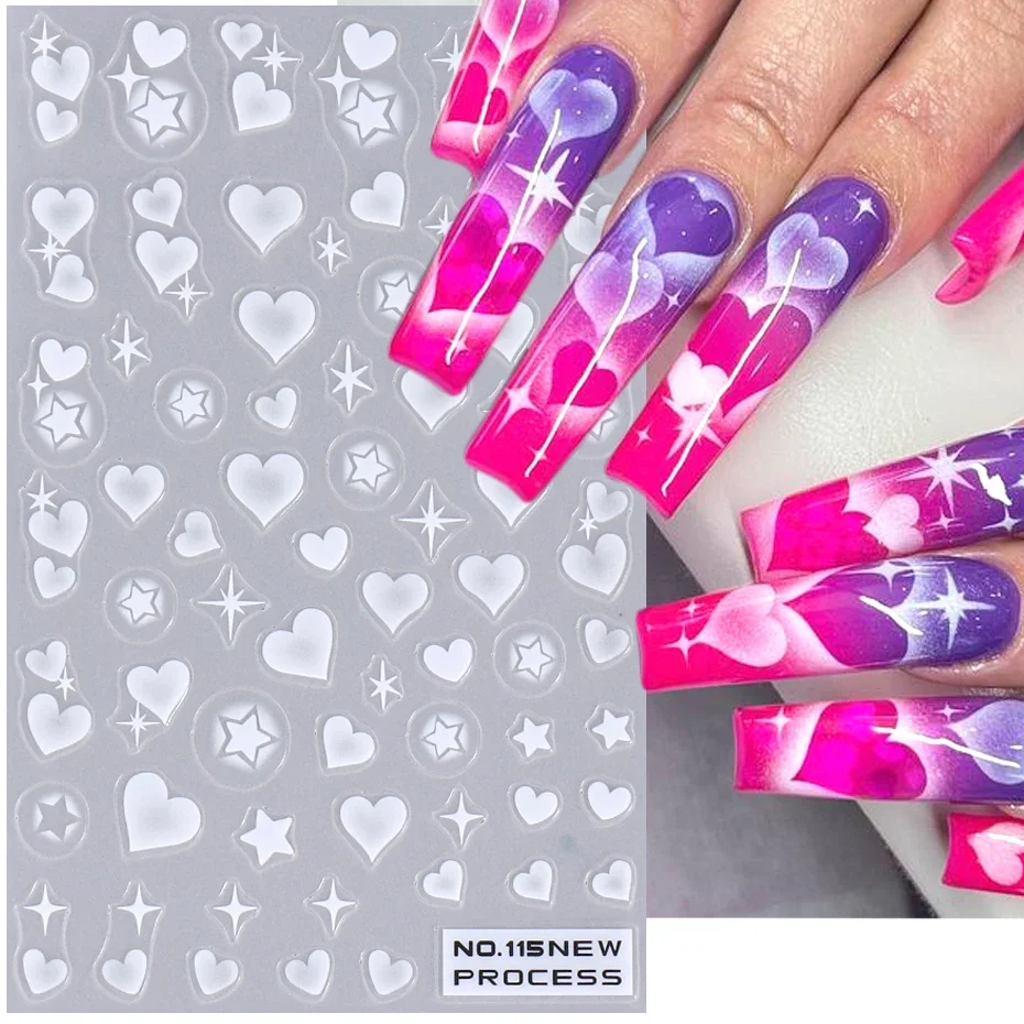 2pcs 3D Heart Star สติกเกอร์เล - Nail Art Valentines Day บทวิจารณ์และราคา