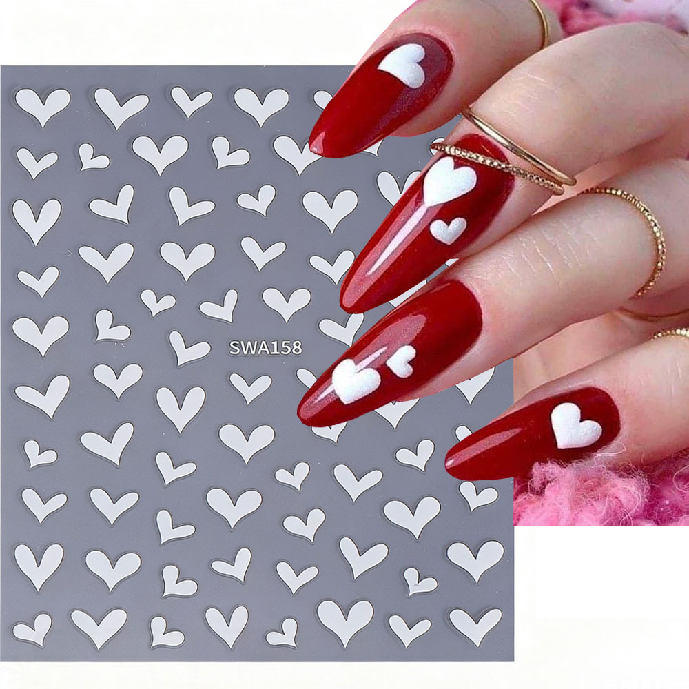 สติ๊กเกอร์ติดเล็บลายหัวใจสีขาว - Nail Art Valentines Day บทวิจารณ์และราคา