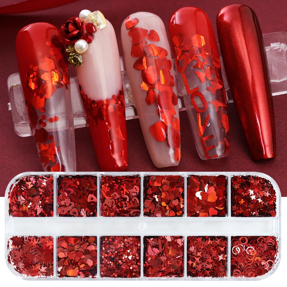 แผ่นประกายระยิบระยับศิลปะเล็บส - Nail Art Valentines Day บทวิจารณ์และราคา
