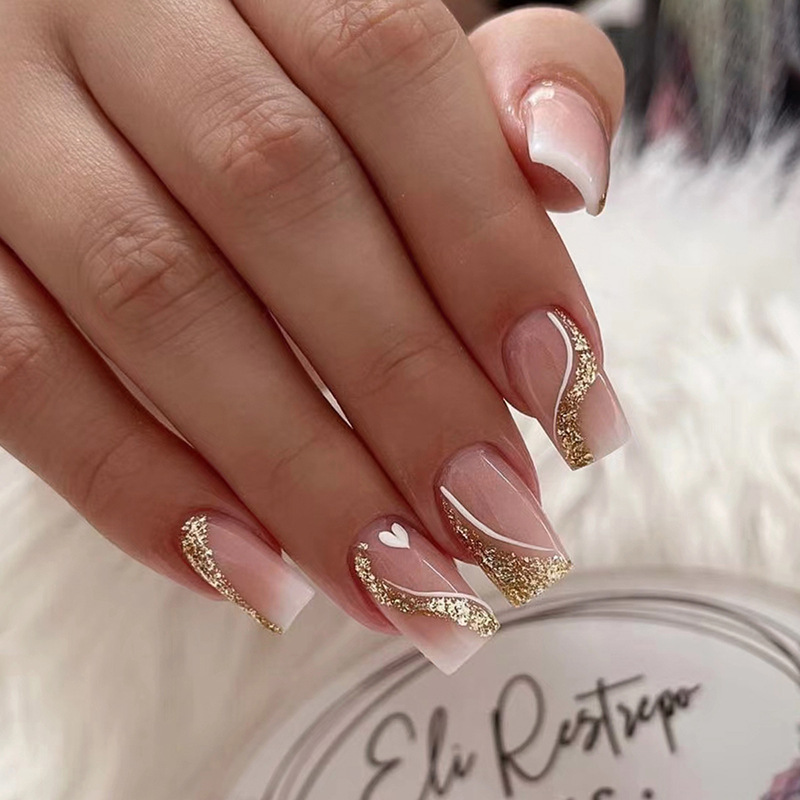 เล็บปลอมแบบสั้น-กลางสำหรับผู้ห - Press On Nail Set บทวิจารณ์และราคา