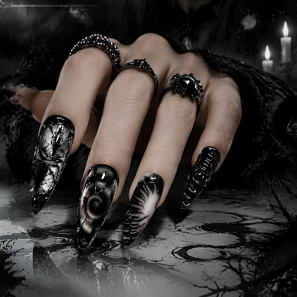 เล็บปลอมสไตล์กอธิคแบบสติเลตโต  - Nail Art Cat Eye บทวิจารณ์และราคา