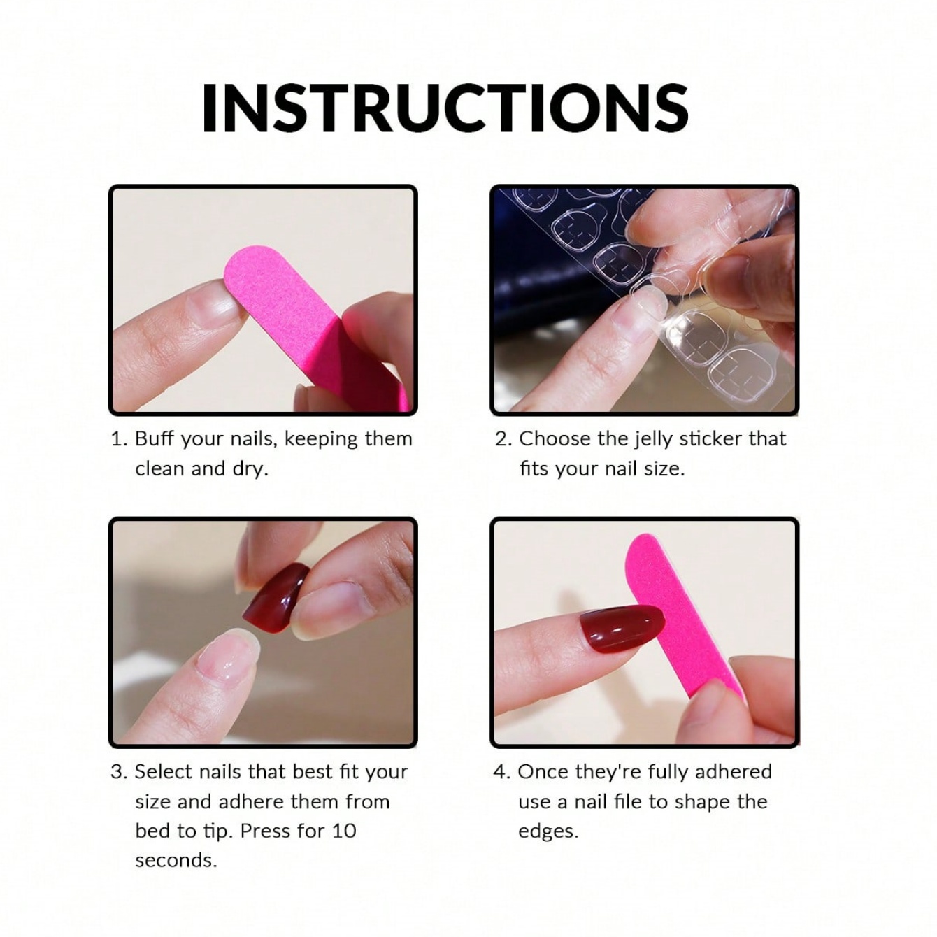 เล็บปลอมแบบกดติดขนาดกลาง 10 ชิ - Nail Art Maroon บทวิจารณ์และราคา