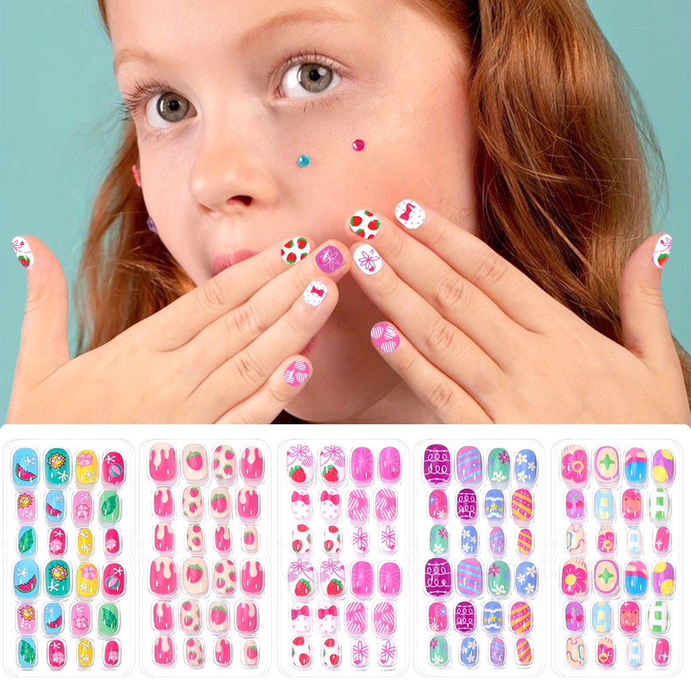 120 ชิ้น 5 ชุด Candy เด็กกดบนเ - Press On Nail Set บทวิจารณ์และราคา