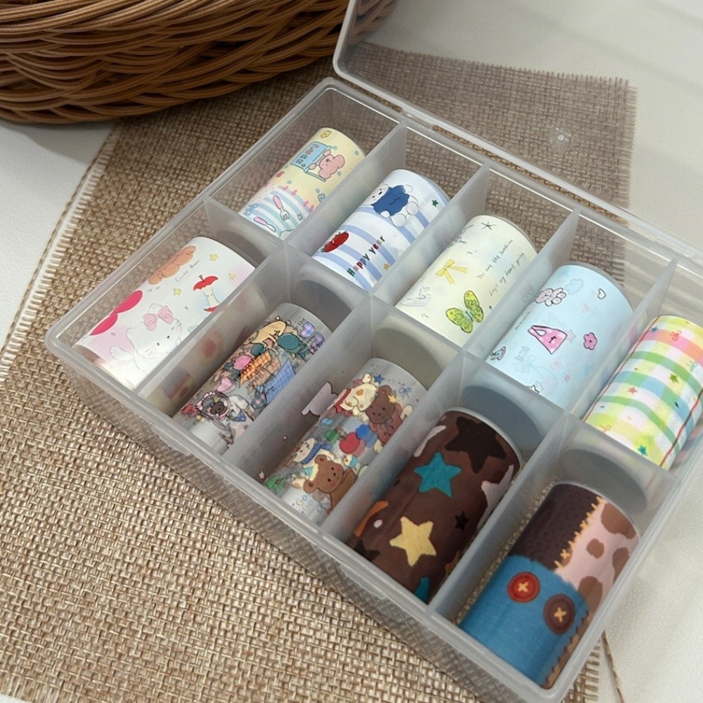 10 ม้วนฟอยล์ติดเล็บหลากสี กระด - Nail Art Denim บทวิจารณ์และราคา
