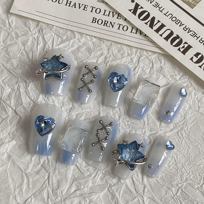 10 ชิ้น Dreamy Light Blue กด - - Nail Art Maroon บทวิจารณ์และราคา