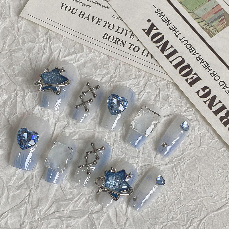 10 ชิ้น Dreamy Light Blue กด - - Nail Art Maroon บทวิจารณ์และราคา