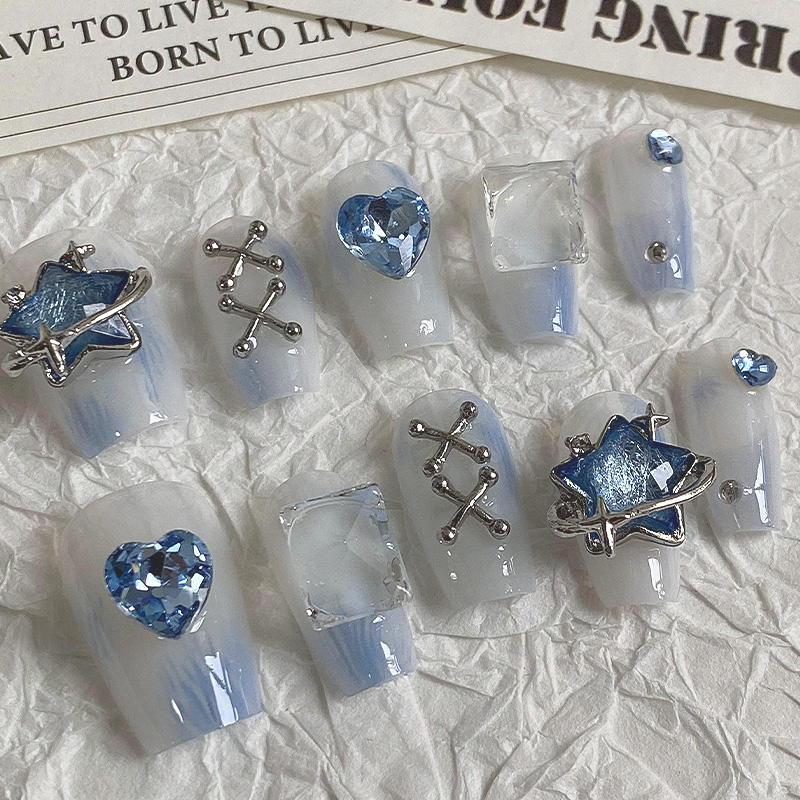 10 ชิ้น Dreamy Light Blue กด - - Nail Art Maroon บทวิจารณ์และราคา