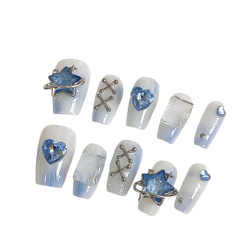10 ชิ้น Dreamy Light Blue กด - - Nail Art Maroon บทวิจารณ์และราคา