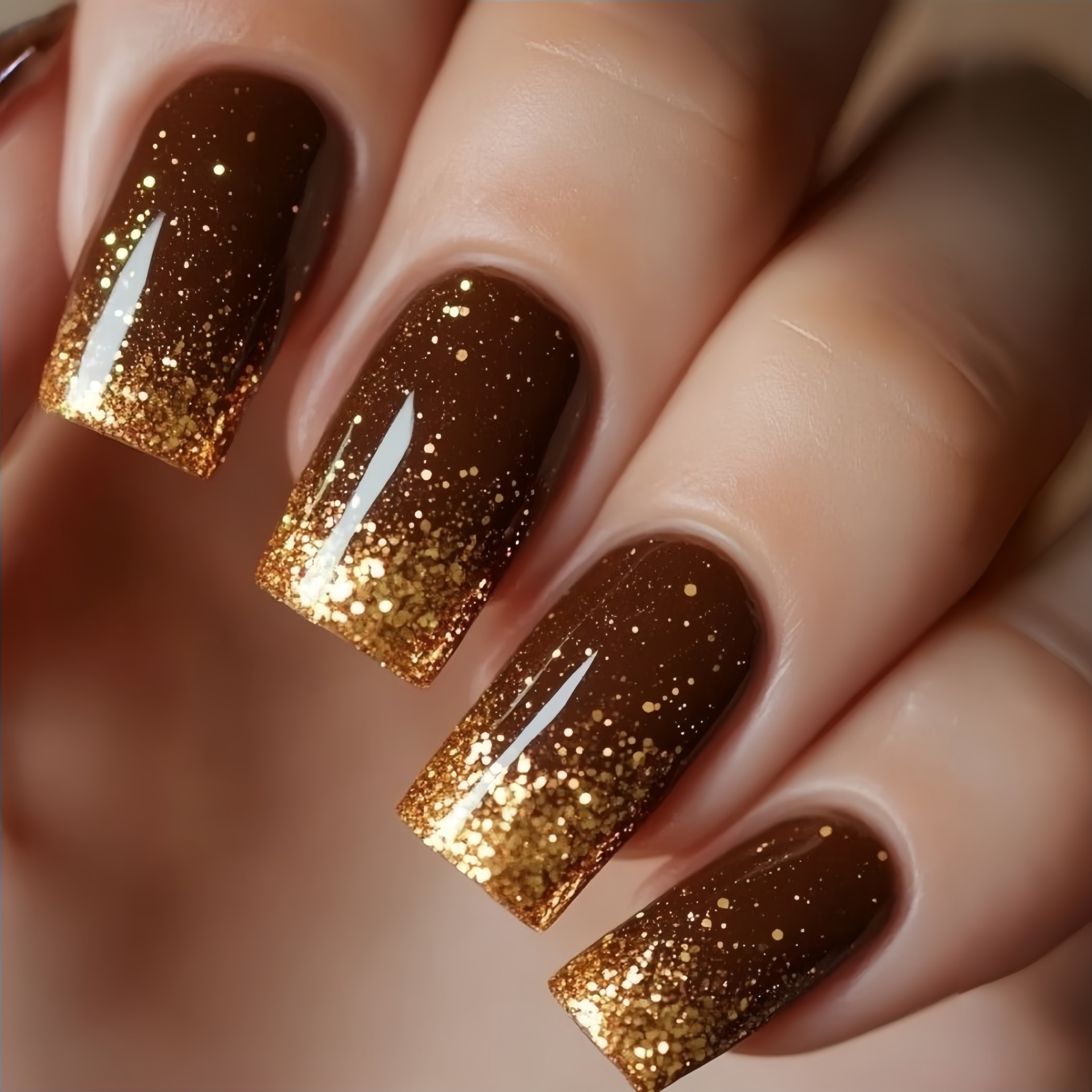 เล็บปลอมแบบสั้น-กลาง สีไล่ระดั - Press On Nail Set บทวิจารณ์และราคา