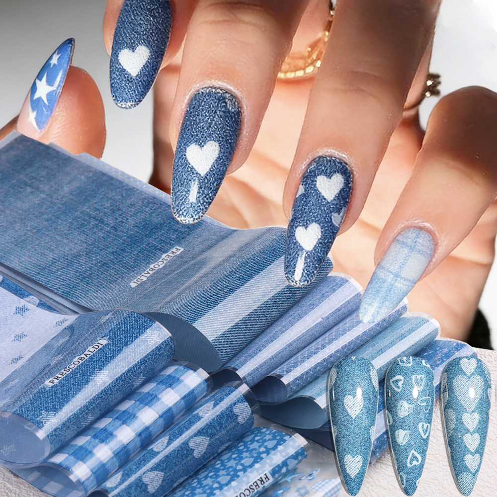 กระดาษลายเล็บสไตล์เดนิมแบบแพทช - Nail Art Denim บทวิจารณ์และราคา