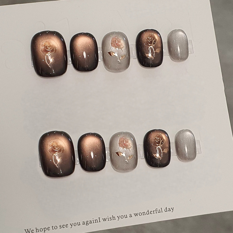 ชุดเล็บปลอมแบบกดติด 10 ชิ้น สี - Nail Art Cat Eye บทวิจารณ์และราคา