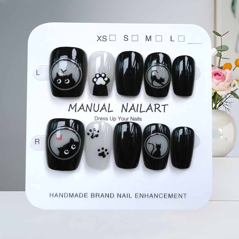 เล็บปลอมลายการ์ตูนแมวน่ารักสีด - Nail Art Cat Eye บทวิจารณ์และราคา