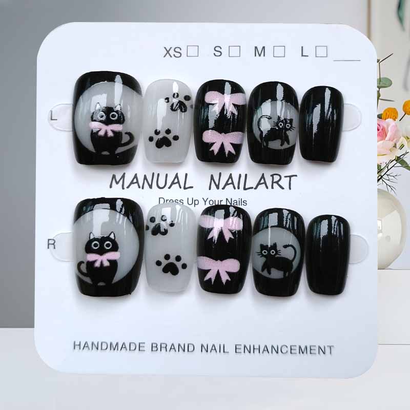 เล็บปลอมลายการ์ตูนแมวน่ารักสีด - Nail Art Cat Eye บทวิจารณ์และราคา