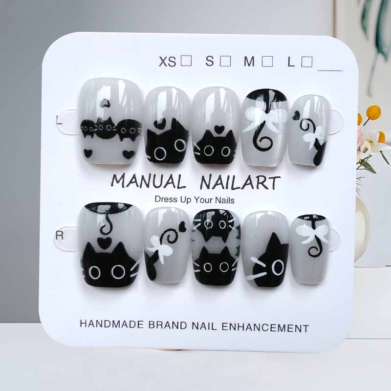 เล็บปลอมลายการ์ตูนแมวน่ารักสีด - Nail Art Cat Eye บทวิจารณ์และราคา