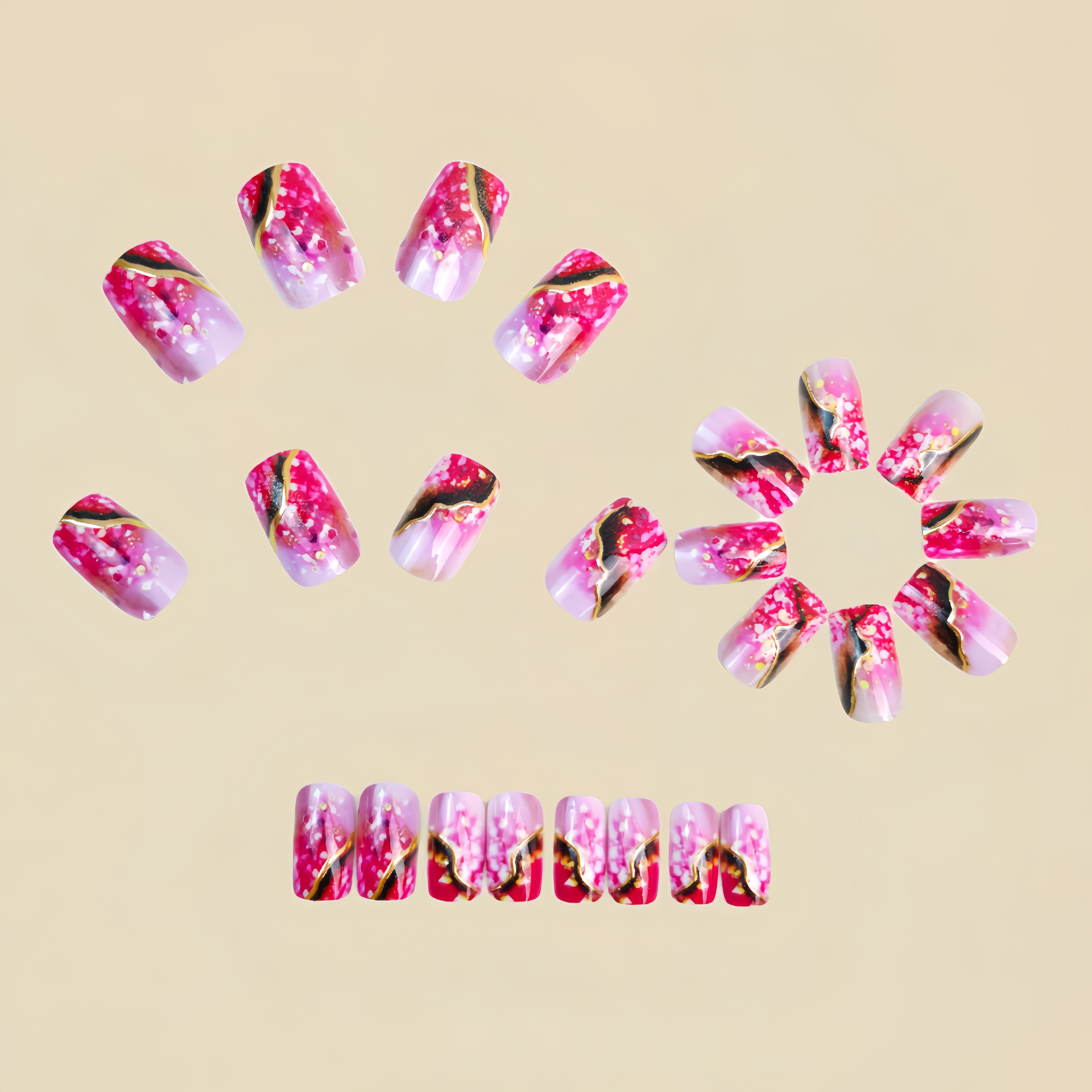 เล็บปลอมขนาดกลางสำหรับผู้หญิงแ - Press On Nail Set บทวิจารณ์และราคา