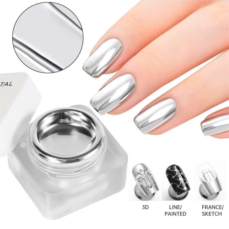 น้ำยาทาเล็บเจลโลหะกระจกพร้อมภา - Nail Art Chrome บทวิจารณ์และราคา