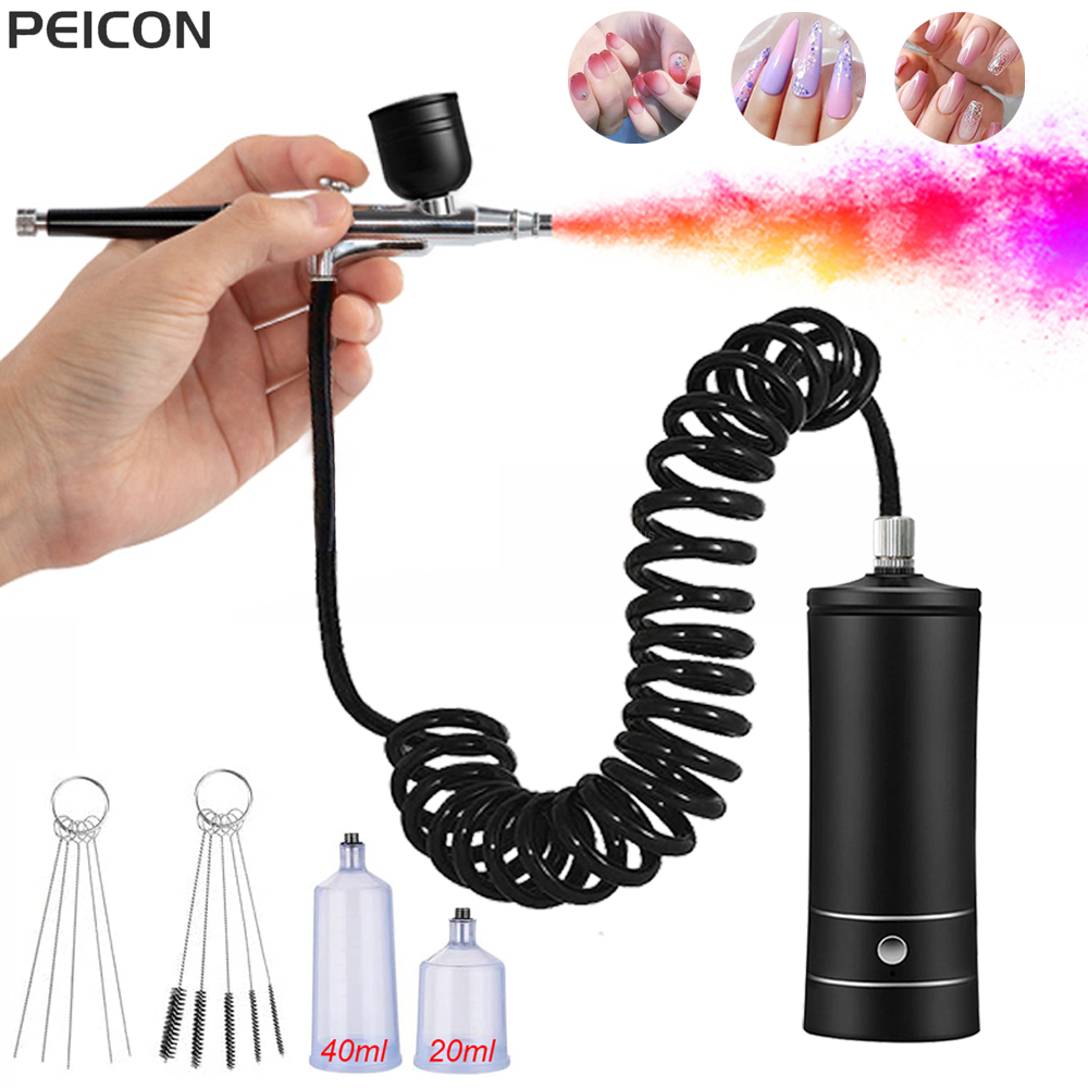 Airbrush เล็บคอมเพรสเซอร์แบบพก - Nail Art Sch บทวิจารณ์และราคา